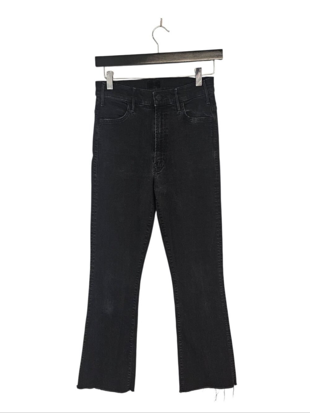 MOTHER Hustler Ankle Fray High Straight Leg Not Guilty Black Jeans 26 Preowned